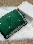 DESIGNER JIMMY CHOO SILK EMBROIDERY SEQUENCE WOR BORDER AND SEQUENCE BUTTI WORK SAREE WITH UNSTITCHED BLOUSE PARTY WEAR WHOLESALE PRICE ETHNIC GARMENT (20)