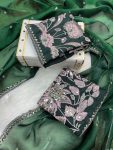DESIGNER JIMMY CHOO SILK EMBROIDERY SEQUENCE WOR BORDER AND SEQUENCE BUTTI WORK SAREE WITH UNSTITCHED BLOUSE PARTY WEAR WHOLESALE PRICE ETHNIC GARMENT (20)