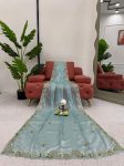DESIGNER JIMMY CHOO THREAD WITH SEQUENCE WORK SAREE WITH UNSTITCHED BLOUSE PARTY WEAR WHOLESALE PRICE ETHNIC GARMENT (5)