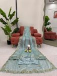 DESIGNER JIMMY CHOO THREAD WITH SEQUENCE WORK SAREE WITH UNSTITCHED BLOUSE PARTY WEAR WHOLESALE PRICE ETHNIC GARMENT (5)