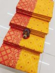 DESIGNER LITCHI SILK JACQUARD WORK SAREE WITH UNSTITCHED BLOUSE FESTIVE WEAR WHOLESALE PRICE ETHNIC GARMENT (4)