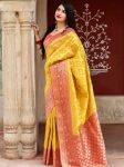 DESIGNER LITCHI SILK JACQUARD WORK SAREE WITH UNSTITCHED BLOUSE FESTIVE WEAR WHOLESALE PRICE ETHNIC GARMENT (4)
