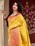 DESIGNER LITCHI SILK JACQUARD WORK SAREE WITH UNSTITCHED BLOUSE FESTIVE WEAR WHOLESALE PRICE ETHNIC GARMENT (4)