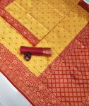 DESIGNER LITCHI SILK JACQUARD WORK SAREE WITH UNSTITCHED BLOUSE FESTIVE WEAR WHOLESALE PRICE ETHNIC GARMENT (4)