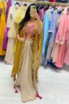 DESIGNER MONO SILK SEQUENCE EMBROIDERY AND LATKAN WORK TUBE BLOUSE DRAPE SKIRT WITH SHRUG PARTY WEAR WHOLESALE PRICE ETHNIC GARMENT (3)