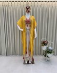 DESIGNER MONO SILK SEQUENCE EMBROIDERY AND LATKAN WORK TUBE BLOUSE DRAPE SKIRT WITH SHRUG  YELLOW