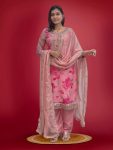 DESIGNER ORGANZA DIGITAL PRINTED EMBROIDERY CODING SEQUENCE WORK TOP BOTTOM WITH DUPATTA BABY PINK