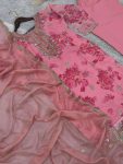DESIGNER ORGANZA DIGITAL PRINTED EMBROIDERY CODING SEQUENCE WORK TOP BOTTOM WITH DUPATTA FESTIVE WEAR WHOLESALE PRICE ETHNIC GARMENT (4)