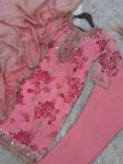 DESIGNER ORGANZA DIGITAL PRINTED EMBROIDERY CODING SEQUENCE WORK TOP BOTTOM WITH DUPATTA FESTIVE WEAR WHOLESALE PRICE ETHNIC GARMENT (4)