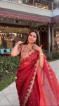 DESIGNER ORGANZA SILK THREAD WITH SEQUENCE WORK SAREE WITH UNSTITCHED BLOUSE PARTY WEAR WHOLESALE PRICE ETHNIC GARMENT (8)