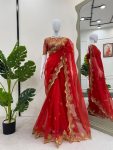 DESIGNER ORGANZA SILK THREAD WITH SEQUENCE WORK SAREE WITH UNSTITCHED BLOUSE PARTY WEAR WHOLESALE PRICE ETHNIC GARMENT (8)