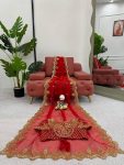 DESIGNER ORGANZA SILK THREAD WITH SEQUENCE WORK SAREE WITH UNSTITCHED BLOUSE PARTY WEAR WHOLESALE PRICE ETHNIC GARMENT (8)