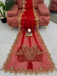 DESIGNER ORGANZA SILK THREAD WITH SEQUENCE WORK SAREE WITH UNSTITCHED BLOUSE PARTY WEAR WHOLESALE PRICE ETHNIC GARMENT (8)