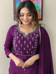 DESIGNER RAYON SLUB EMBROIDERY WORK TOP BOTTOM WITH DUPATTA PARTY WEAR WHOLESALE PRICE ETHNIC GARMENT (5)