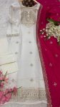 DESIGNER ROMAN SILK ZARI AND JACQUARD WORK WITH LINING WORK TOP BOTTOM WITH DUPATTA FESTIVE WEAR WHOLESALE PRICE ETHNIC GARMENT (2)