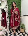 DESIGNER ROMAN SILK ZARI AND JACQUARD WORK WITH LINING WORK TOP BOTTOM WITH DUPATTA FESTIVE WEAR WHOLESALE PRICE ETHNIC GARMENT (7)