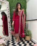 DESIGNER ROMAN SILK ZARI AND JACQUARD WORK WITH LINING WORK TOP BOTTOM WITH DUPATTA FESTIVE WEAR WHOLESALE PRICE ETHNIC GARMENT (7)