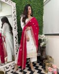 DESIGNER ROMAN SILK ZARI AND JACQUARD WORK WITH LINING WORK TOP BOTTOM WITH DUPATTA FESTIVE WEAR WHOLESALE PRICE ETHNIC GARMENT (2)
