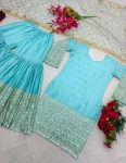 DESIGNER SATIN SILK SEQUENCE EMBROIDERY WORK TOP SHARARA WITH DUPATTA FESTIVE WEAR WHOLESALE PRICE ETHNIC GARMENT (4)