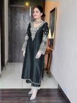 DESIGNER SILK EMBROIDERY SEQUENCE WORK TOP PALAZZO WITH DUPATTA  BLACK
