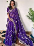 DESIGNER TABBY ORGANZA SEQUENCE EMBROIDERY WORK SAREE WITH UNSTITCHED BLOUSE PARTY WEAR WHOLESALE PRICE ETHNIC GARMENT (7)