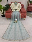 DESIGNER TWILL NET THREAD SEQUENCE WORK SAREE WITH STITCHED BLOUSE PARTY WEAR WHOLEASLE PRICE ETHNIC GARMENT (14)