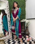 DESIGNER VICHITRA SILK EMBROIDERY CODING WORK TOP BOTTOM WITH DUPATTA AND BATWA PARTY WEAR WHOLECSALE PRICE ETHNIC GARMENT (11)