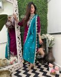 DESIGNER VICHITRA SILK EMBROIDERY CODING WORK TOP BOTTOM WITH DUPATTA AND BATWA PARTY WEAR WHOLECSALE PRICE ETHNIC GARMENT (11)