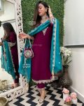 DESIGNER VICHITRA SILK EMBROIDERY CODING WORK TOP BOTTOM WITH DUPATTA AND BATWA PARTY WEAR WHOLECSALE PRICE ETHNIC GARMENT (11)