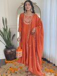 DESIGNER VICHITRA SILK EMBROIDERY SEQUENCE WORK GOWN BOTTOM WITH DUPATTA FESTIVE WEAR WHOLESALE PRICE ETHNIC GARMENT (3)