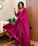 DESIGNER VICHITRA SILK EMBROIDERY SEQUENCE WORK GOWN WITH DUPATTA FESTIVE WEAR WHOLESALE PRICE ETHNIC GARMENT (4)