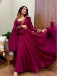 DESIGNER VICHITRA SILK EMBROIDERY SEQUENCE WORK GOWN WITH DUPATTA FESTIVE WEAR WHOLESALE PRICE ETHNIC GARMENT (4)