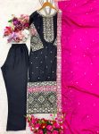 DESIGNER VICHITRA SILK EMBROIDERY SEQUENCE WORK TOP BOTTOM WITH DUPATTA PARTY WEAR WHOLESALE PRICE ETHNIC GARMENT (4)