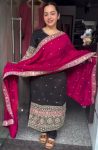 DESIGNER VICHITRA SILK EMBROIDERY SEQUENCE WORK TOP BOTTOM WITH DUPATTA PARTY WEAR WHOLESALE PRICE ETHNIC GARMENT (4)
