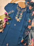 DESIGNER VISCOSE CHANDERI SEQUENCE EMBROIDERY WORK TOP BOTTOM WITH DUPATTA FESTIVE WEAR WHOLESALE PRICE ETHNIC GARMENT (5)