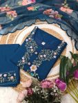 DESIGNER VISCOSE CHANDERI SEQUENCE EMBROIDERY WORK TOP BOTTOM WITH DUPATTA FESTIVE WEAR WHOLESALE PRICE ETHNIC GARMENT (5)