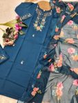 DESIGNER VISCOSE CHANDERI SEQUENCE EMBROIDERY WORK TOP BOTTOM WITH DUPATTA FESTIVE WEAR WHOLESALE PRICE ETHNIC GARMENT (5)