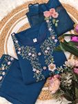 DESIGNER VISCOSE CHANDERI SEQUENCE EMBROIDERY WORK TOP BOTTOM WITH DUPATTA FESTIVE WEAR WHOLESALE PRICE ETHNIC GARMENT (5)