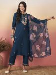 DESIGNER VISCOSE CHANDERI SEQUENCE EMBROIDERY WORK TOP BOTTOM WITH DUPATTA FESTIVE WEAR WHOLESALE PRICE ETHNIC GARMENT (5)