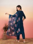 DESIGNER VISCOSE CHANDERI SEQUENCE EMBROIDERY WORK TOP BOTTOM WITH DUPATTA FESTIVE WEAR WHOLESALE PRICE ETHNIC GARMENT (5)