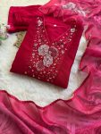 FABCY VICHITRA SILK HAND WORK A LINE GOWN PALAZZO WITH DUPATTA FESTIVE WEAR WHOLESALE PRICE ETHNIC GARMENT (2)
