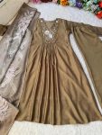 FABCY VICHITRA SILK HAND WORK A LINE GOWN PALAZZO WITH DUPATTA FESTIVE WEAR WHOLESALE PRICE ETHNIC GARMENT (12)