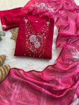 FABCY VICHITRA SILK HAND WORK A LINE GOWN PALAZZO WITH DUPATTA FESTIVE WEAR WHOLESALE PRICE ETHNIC GARMENT (2)