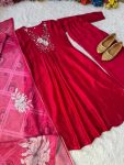 FABCY VICHITRA SILK HAND WORK A LINE GOWN PALAZZO WITH DUPATTA FESTIVE WEAR WHOLESALE PRICE ETHNIC GARMENT (2)