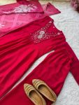 FABCY VICHITRA SILK HAND WORK A LINE GOWN PALAZZO WITH DUPATTA FESTIVE WEAR WHOLESALE PRICE ETHNIC GARMENT (2)