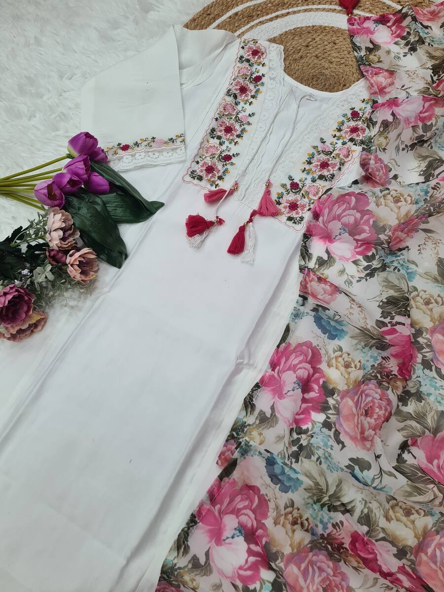 FANCY CHANDERI EMBROIDERY SEQUEN2CE WORK TOP BOTTOM WITH DUPATTA PARTY WEAR WHOLESALE PRICE ETHNIC GARMENT (1)