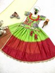 FANCY CHINON EMBROIDERY SEQUENCE PRINTED WORK KID’S TOP LEHENGA WITH DUPATTA PARTY WEAR WHOLESALE PRICE ETHNIC GARMENT (5)