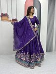 FANCY CHINON EMBROIDERY SEQUENCE WORK LEHENGA CHOLI WITH DUPATTA PARTY WEAR WHOLESALE PRICE ETHNIC GARMENT (12)