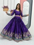 FANCY CHINON EMBROIDERY SEQUENCE WORK LEHENGA CHOLI WITH DUPATTA PARTY WEAR WHOLESALE PRICE ETHNIC GARMENT (12)