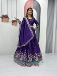 FANCY CHINON EMBROIDERY SEQUENCE WORK LEHENGA CHOLI WITH DUPATTA PARTY WEAR WHOLESALE PRICE ETHNIC GARMENT (12)